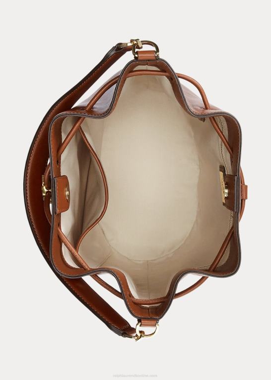 tan Kvinder Ralph Lauren stor læderpose med snoretræk Z426B5453
