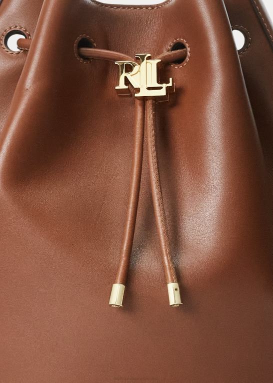 tan Kvinder Ralph Lauren stor læderpose med snoretræk Z426B5453