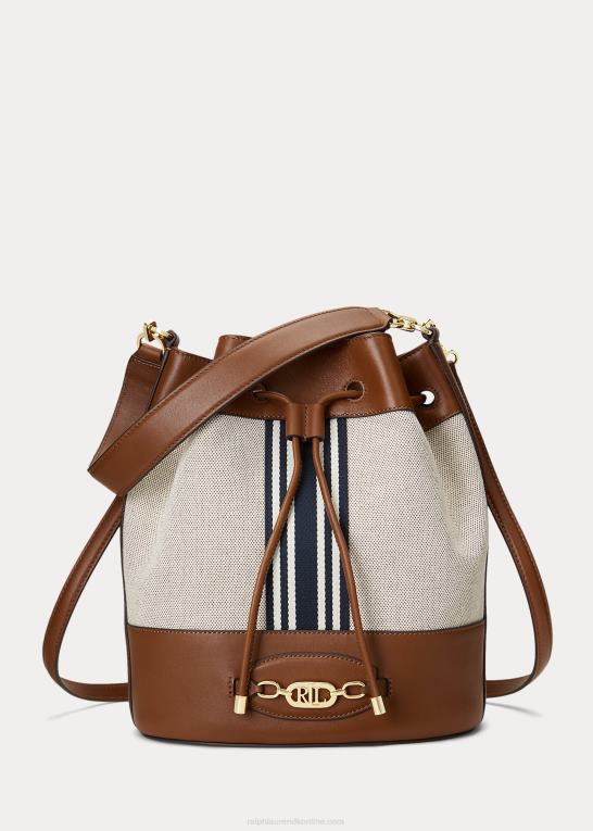 tan/marine stribe Kvinder Ralph Lauren kanvas stor andie-snørepose Z426B5348