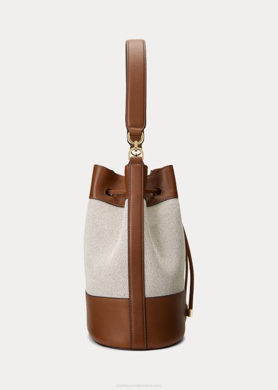 tan/marine stribe Kvinder Ralph Lauren kanvas stor andie-snørepose Z426B5348