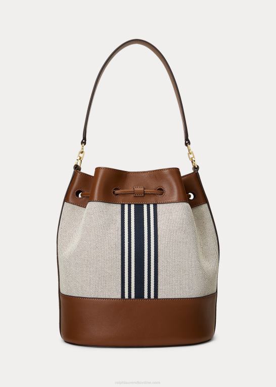 tan/marine stribe Kvinder Ralph Lauren kanvas stor andie-snørepose Z426B5348