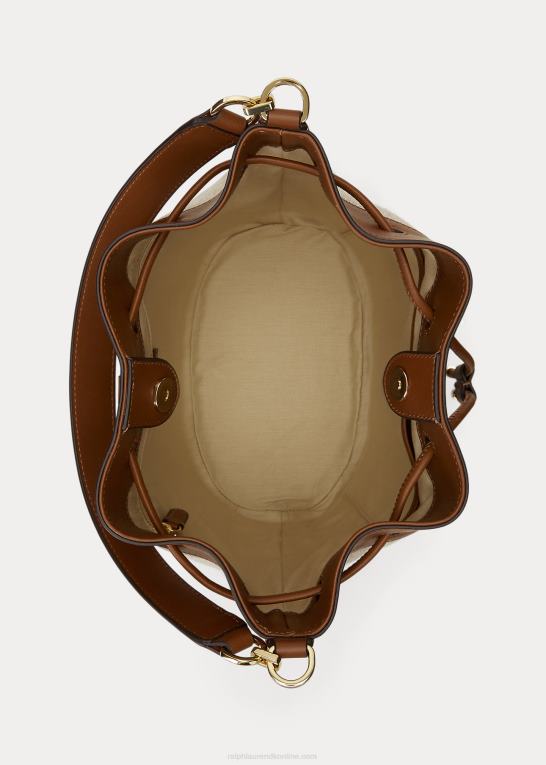 tan/marine stribe Kvinder Ralph Lauren kanvas stor andie-snørepose Z426B5348