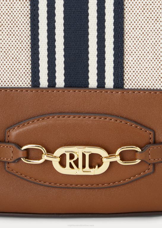 tan/marine stribe Kvinder Ralph Lauren kanvas stor andie-snørepose Z426B5348