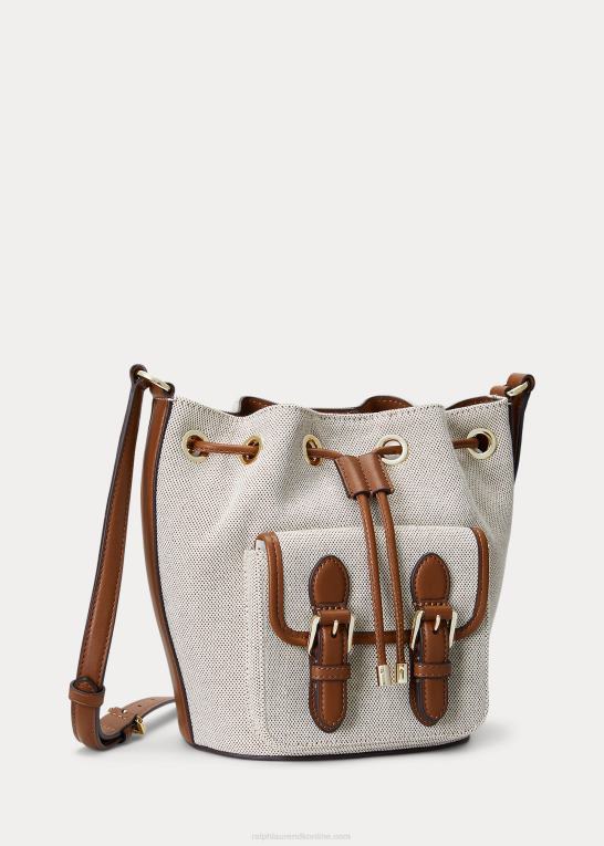 vanilje/tan Kvinder Ralph Lauren canvas medium andie-snørepose Z426B5339
