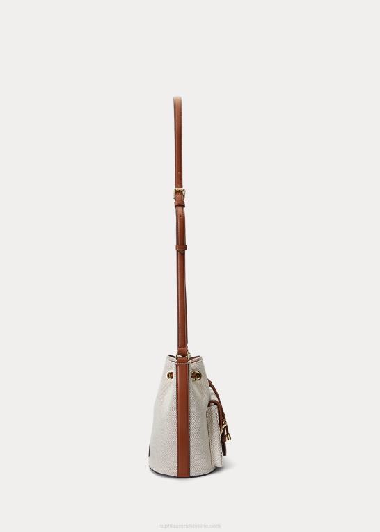 vanilje/tan Kvinder Ralph Lauren canvas medium andie-snørepose Z426B5339
