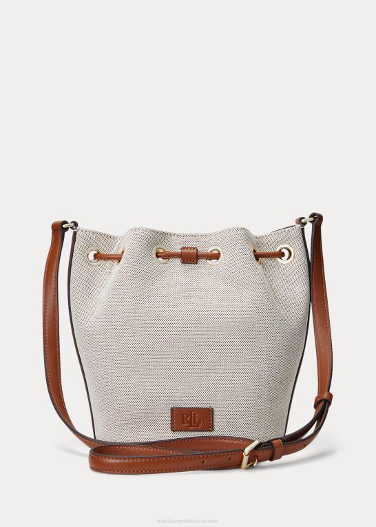vanilje/tan Kvinder Ralph Lauren canvas medium andie-snørepose Z426B5339
