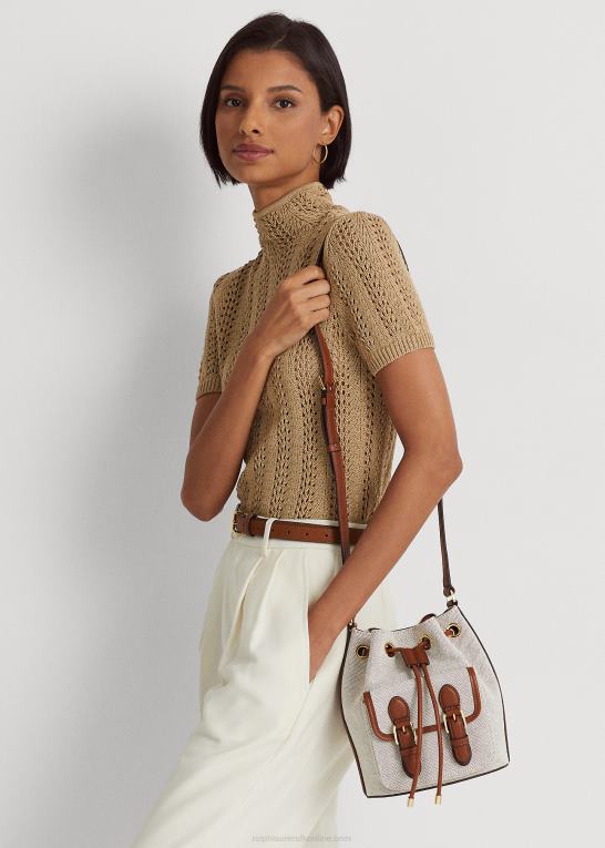 vanilje/tan Kvinder Ralph Lauren canvas medium andie-snørepose Z426B5339