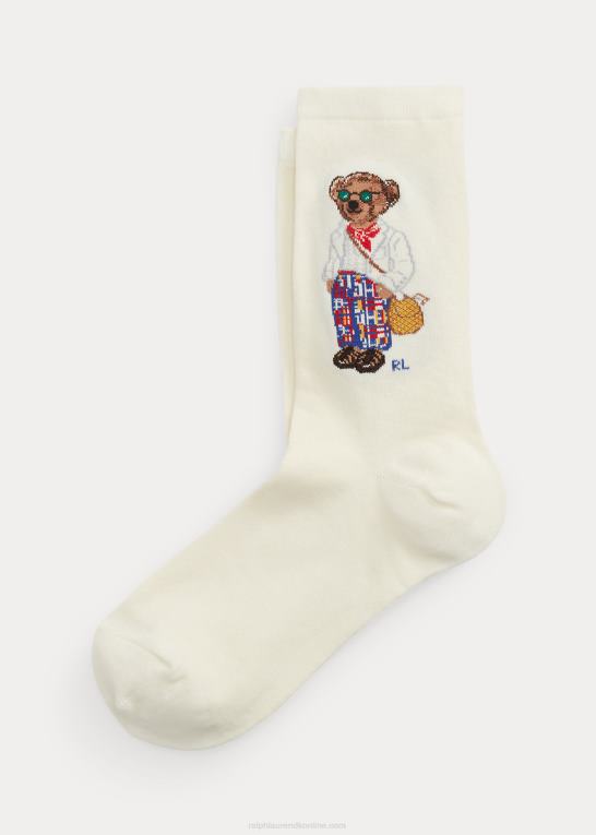 elfenben Kvinder Ralph Lauren polo bear crew sokker Z426B5501