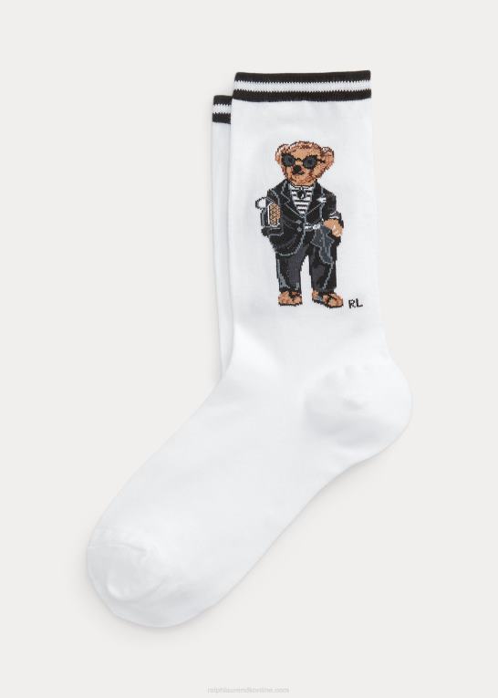 hvid Kvinder Ralph Lauren polo bear crew sokker Z426B5507