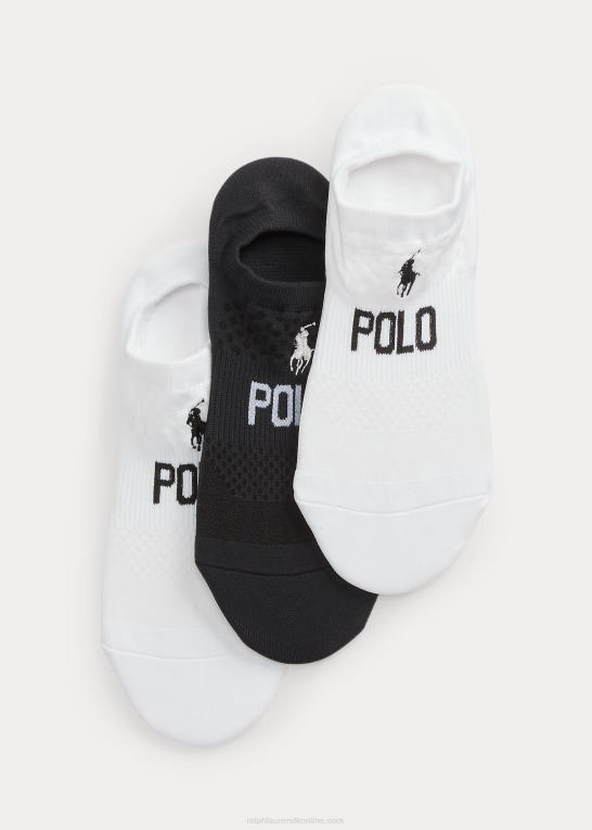 hvid sort Kvinder Ralph Lauren logo mesh ankelsok 3-pak Z426B5510