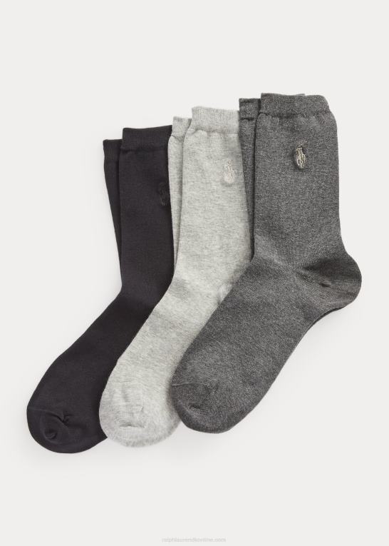 trækul Kvinder Ralph Lauren besætningssok 3-pak Z426B5520