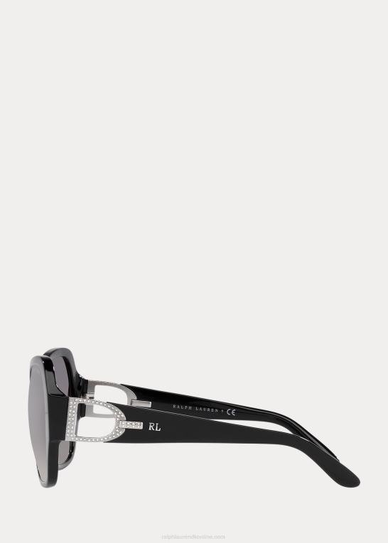 skinnende sort Kvinder Ralph Lauren stigbøjlen pave solbriller Z426B5581
