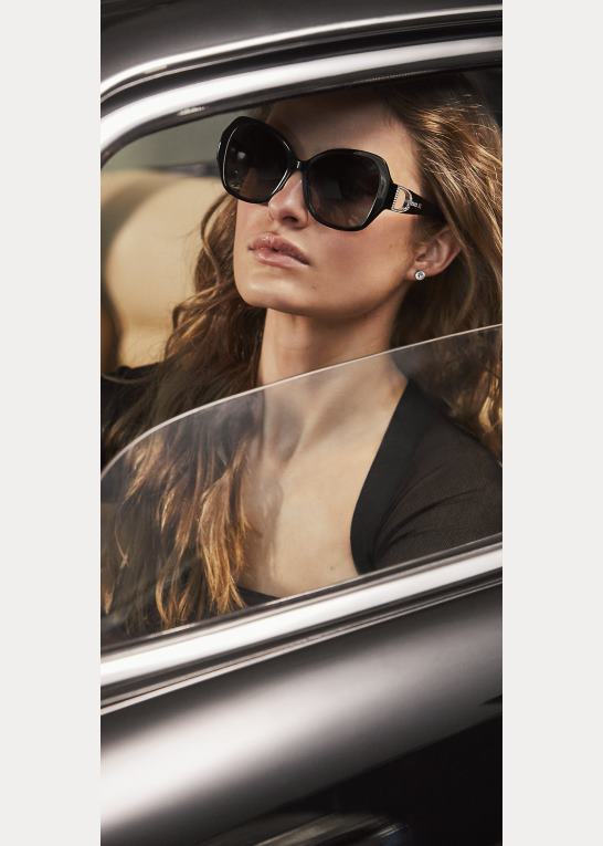 skinnende sort Kvinder Ralph Lauren stigbøjlen pave solbriller Z426B5581