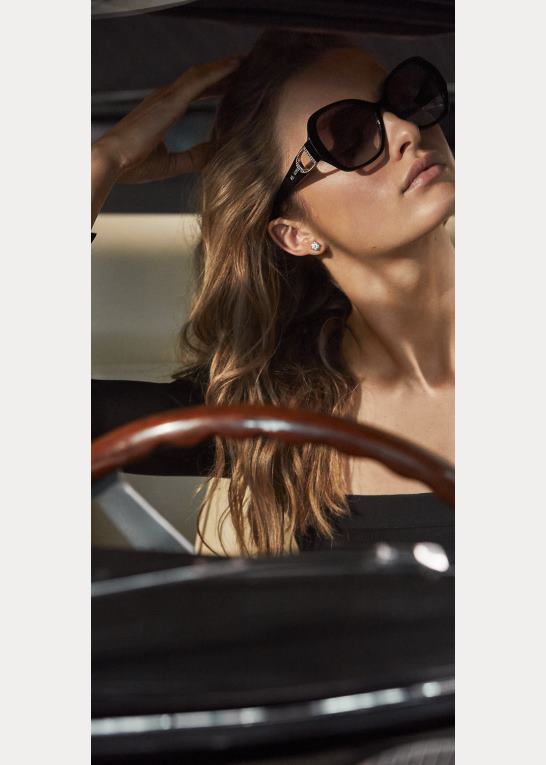 skinnende sort Kvinder Ralph Lauren stigbøjlen pave solbriller Z426B5581
