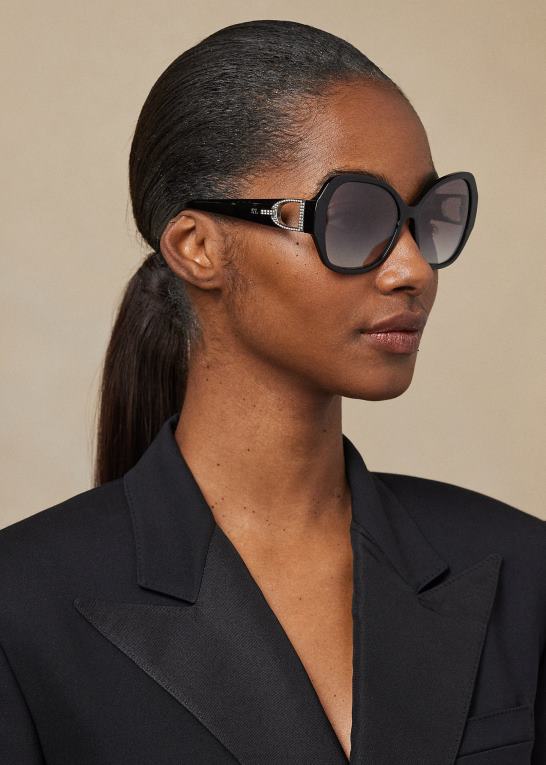 skinnende sort Kvinder Ralph Lauren stigbøjlen pave solbriller Z426B5581