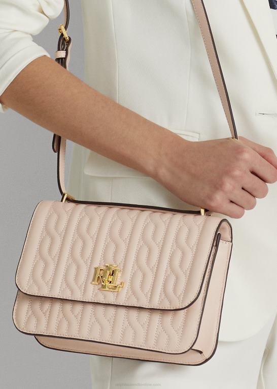 lys pink/vanilje Kvinder Ralph Lauren quiltet nappa læder medium sophee taske Z426B5381