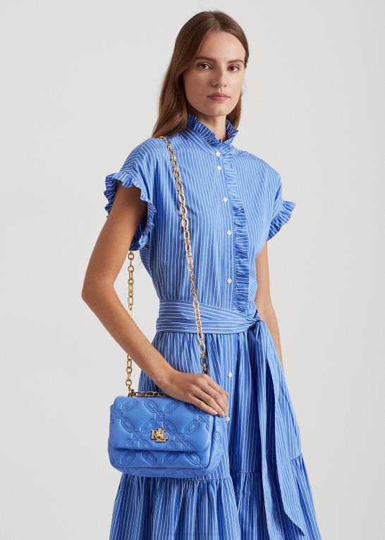 new england blå Kvinder Ralph Lauren quiltet nappa læder medium sophee taske Z426B5448