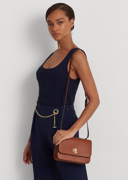 tan Kvinder Ralph Lauren mellemlang sophee-taske i læder Z426B5376