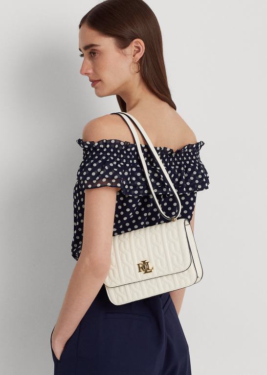 vanilje/raffineret navy Kvinder Ralph Lauren quiltet nappa læder medium sophee taske Z426B5380