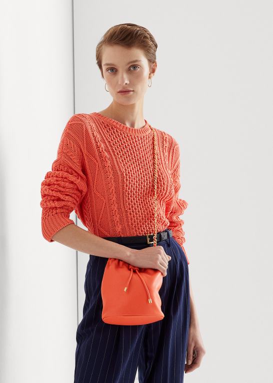 koral ved havnen Kvinder Ralph Lauren medium emmy bucket bag i nappalæder Z426B5373