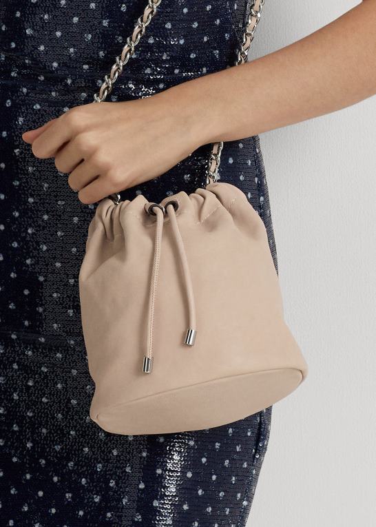 lyserød Kvinder Ralph Lauren vasket læder medium emmy bucket bag Z426B5365