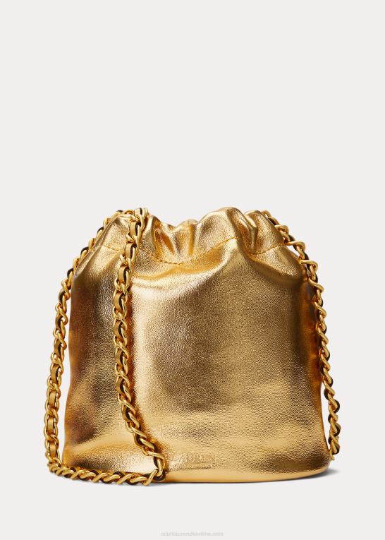 moderne guld Kvinder Ralph Lauren medium emmy bucket bag i nappalæder Z426B5372