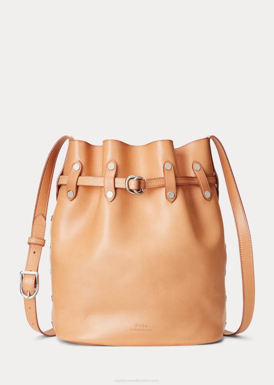 naturlig Kvinder Ralph Lauren stud vachetta stor bellport bucket taske Z426B5203