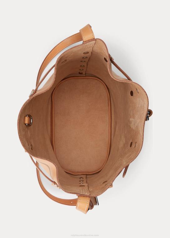 naturlig Kvinder Ralph Lauren stud vachetta stor bellport bucket taske Z426B5203