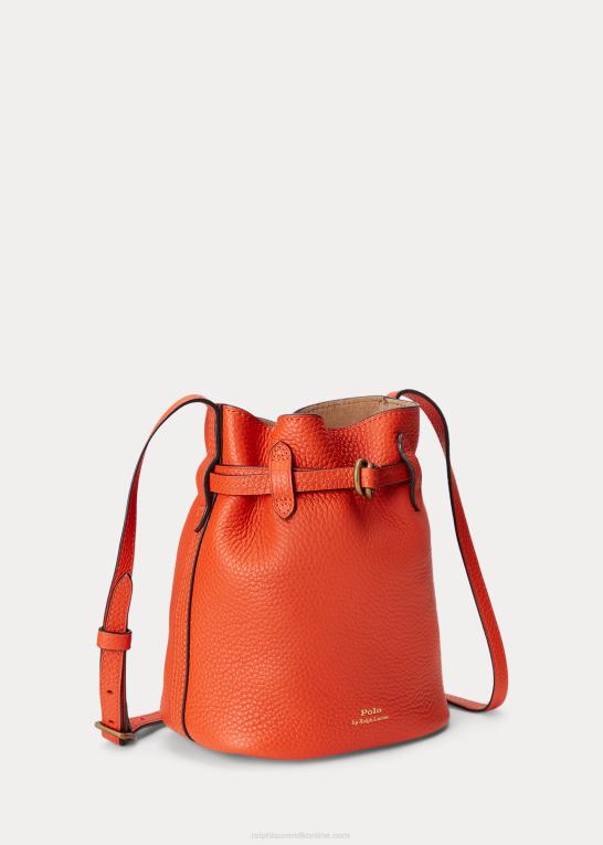solnedgang orange Kvinder Ralph Lauren lille bellport bøttetaske i læder Z426B5200