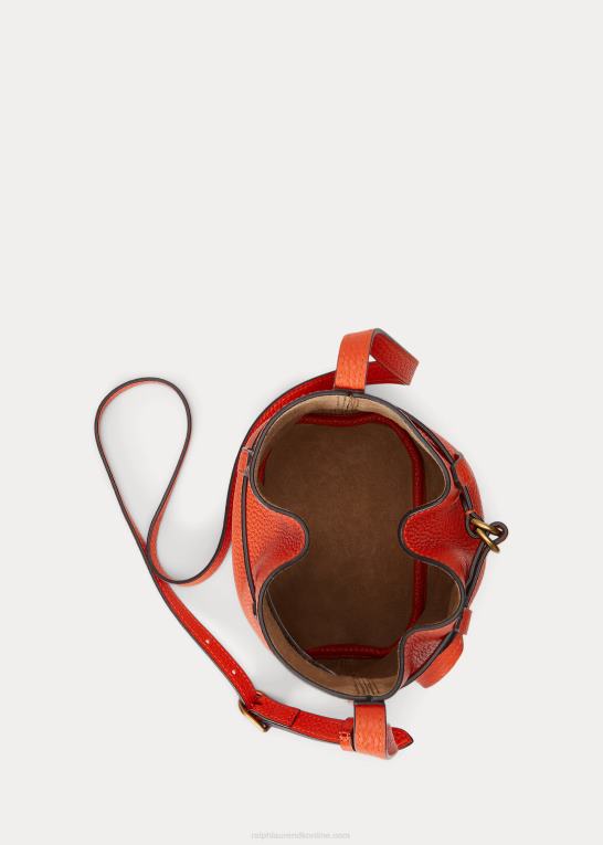 solnedgang orange Kvinder Ralph Lauren lille bellport bøttetaske i læder Z426B5200