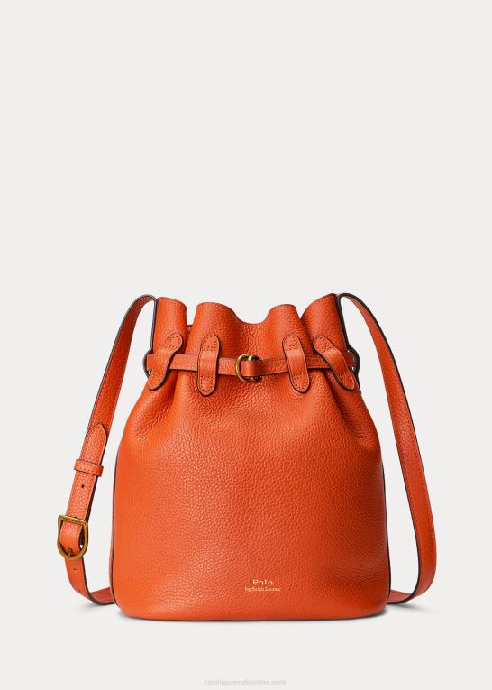solnedgang orange Kvinder Ralph Lauren medium bellport bøttetaske i læder Z426B5202