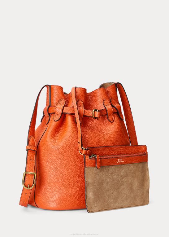 solnedgang orange Kvinder Ralph Lauren medium bellport bøttetaske i læder Z426B5202