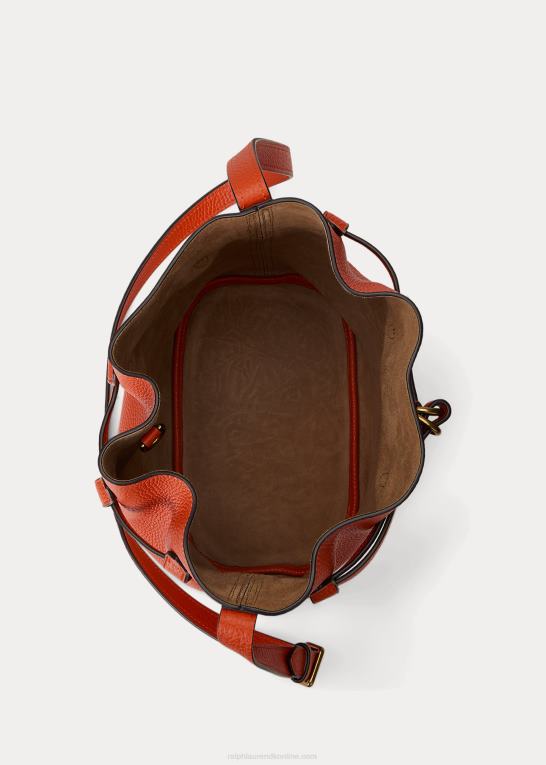 solnedgang orange Kvinder Ralph Lauren medium bellport bøttetaske i læder Z426B5202