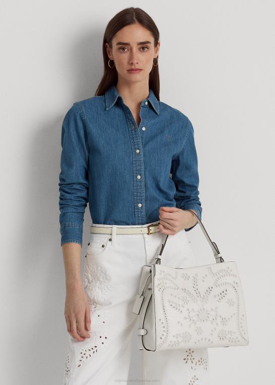 Kvinder Ralph Lauren eyelet læder medium peyton taske Z426B5408