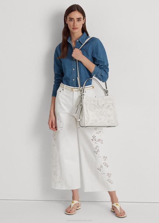 Kvinder Ralph Lauren eyelet læder medium peyton taske Z426B5408