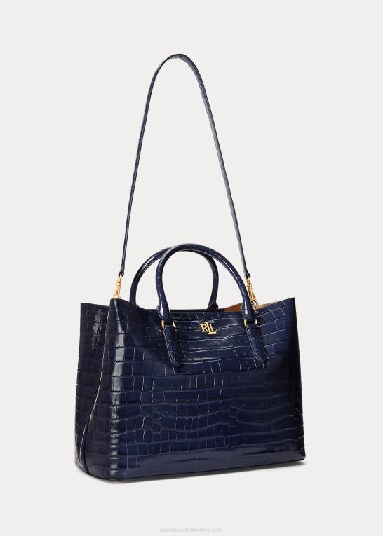 Kvinder Ralph Lauren stor marcy taske med præget læder Z426B5357