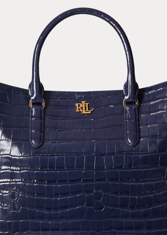 Kvinder Ralph Lauren stor marcy taske med præget læder Z426B5357
