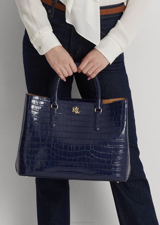 Kvinder Ralph Lauren stor marcy taske med præget læder Z426B5357