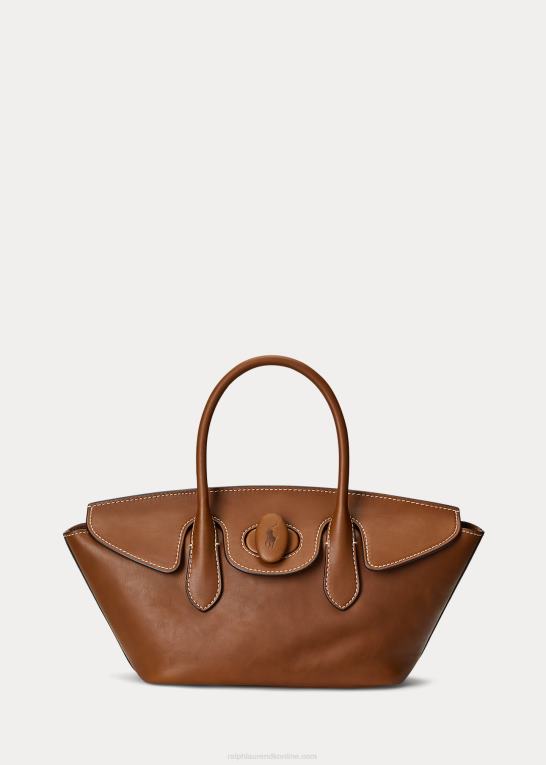 cuoio Kvinder Ralph Lauren medium bellport taske i vokset læder Z426B5230