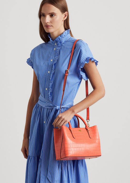 koral ved havnen Kvinder Ralph Lauren præget læder, medium marcy taske Z426B5458
