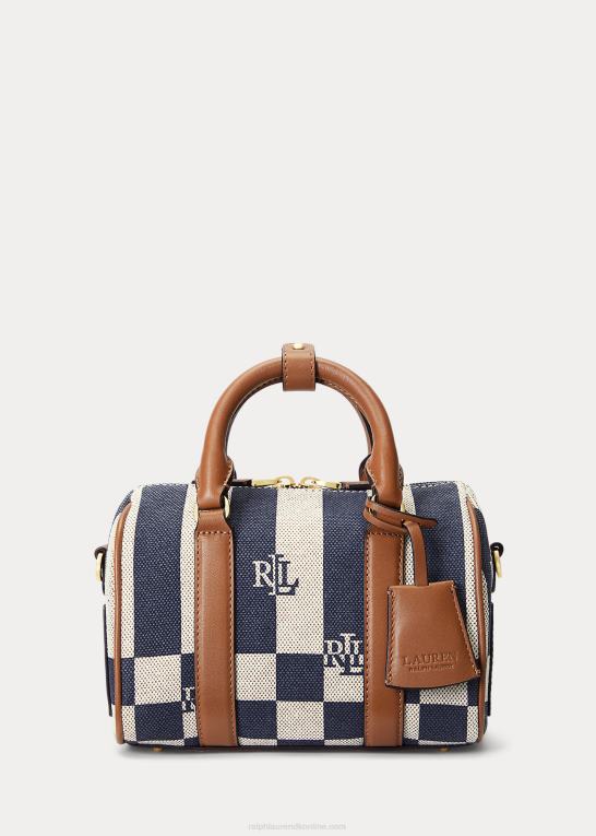 logo/tartan/marine Kvinder Ralph Lauren læderbeklædt kanvas lille kaden taske Z426B5415
