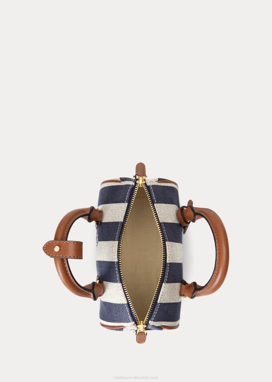 logo/tartan/marine Kvinder Ralph Lauren læderbeklædt kanvas lille kaden taske Z426B5415