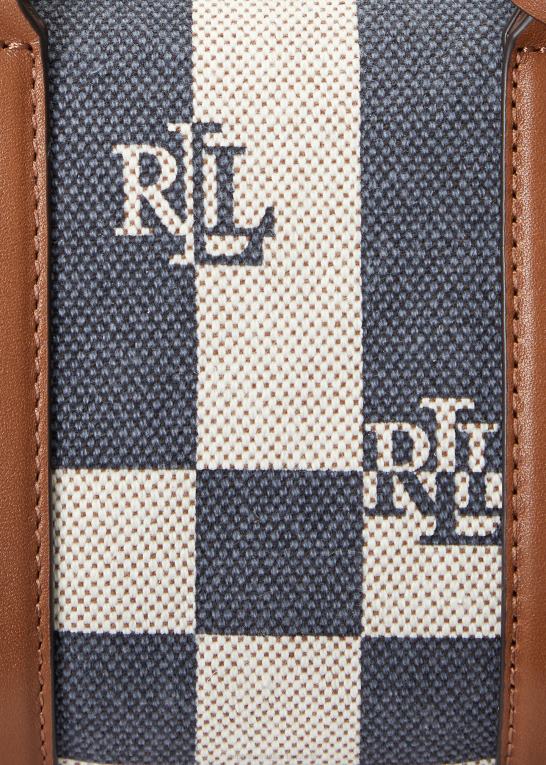 logo/tartan/marine Kvinder Ralph Lauren læderbeklædt kanvas lille kaden taske Z426B5415