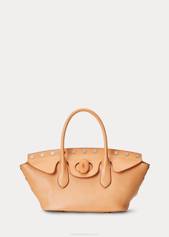 naturlig Kvinder Ralph Lauren Vachetta medium bellport-taske med nitter Z426B5228