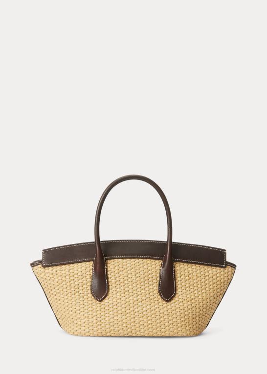 naturlig Kvinder Ralph Lauren læder & halm medium bellport taske Z426B5229