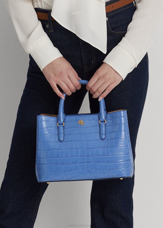 new england blå Kvinder Ralph Lauren præget læder, medium marcy taske Z426B5457