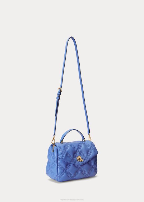 new england blå Kvinder Ralph Lauren quiltet læder medium farrah taske Z426B5406