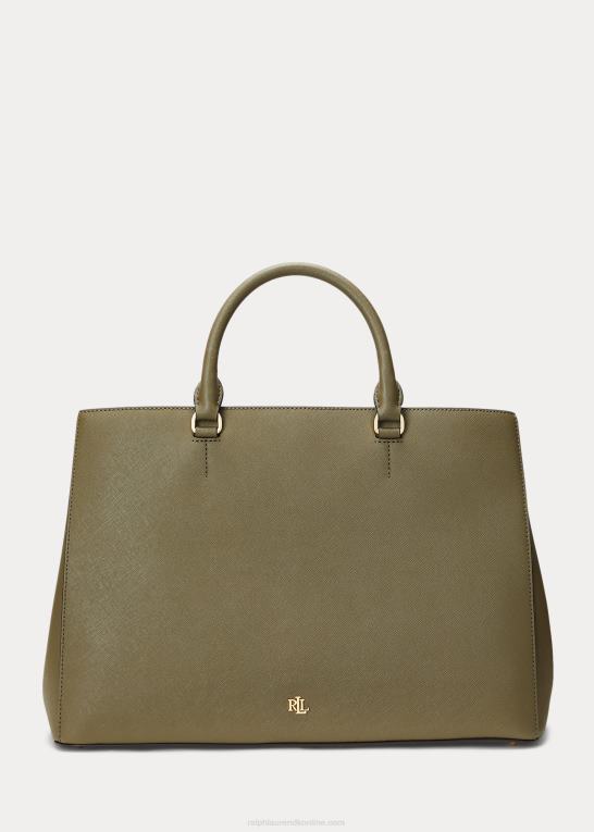oliven bregne Kvinder Ralph Lauren crosshatch læder stor hanna taske Z426B5413