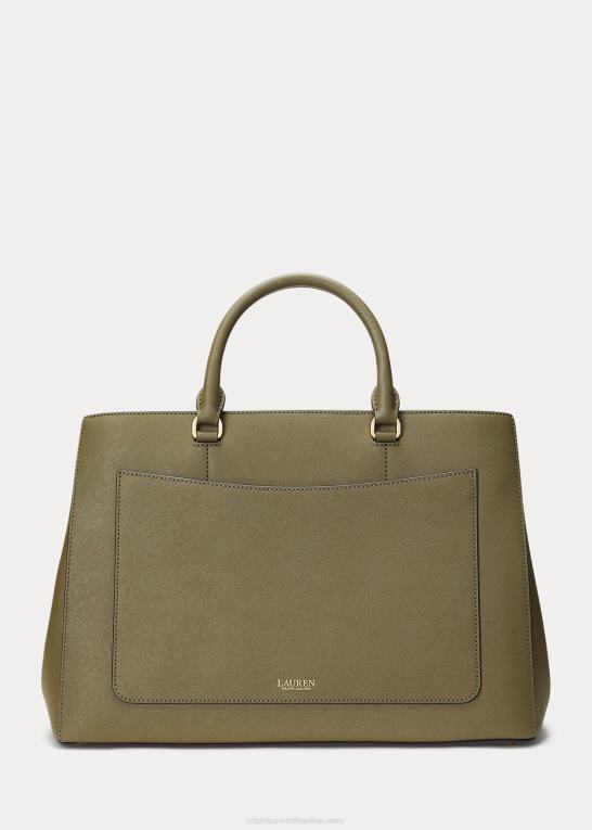 oliven bregne Kvinder Ralph Lauren crosshatch læder stor hanna taske Z426B5413