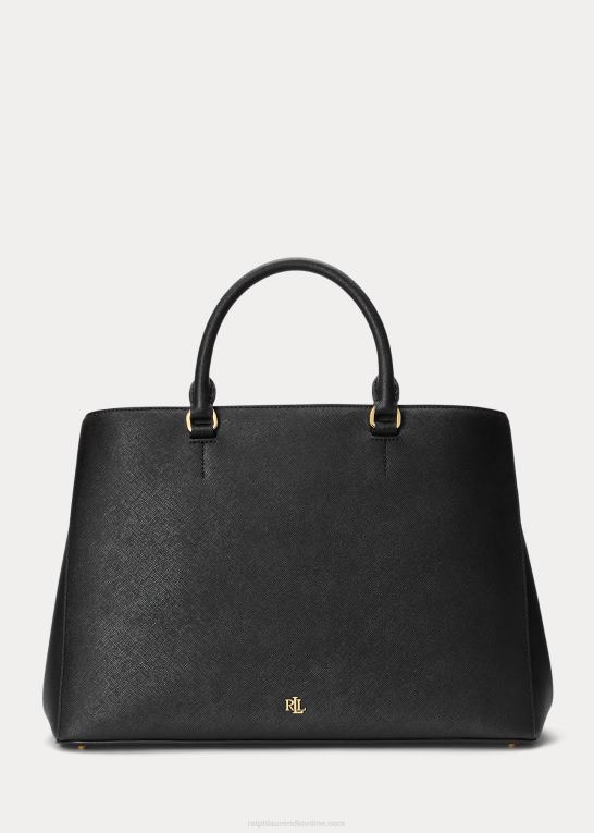 sort Kvinder Ralph Lauren crosshatch læder stor hanna taske Z426B5412